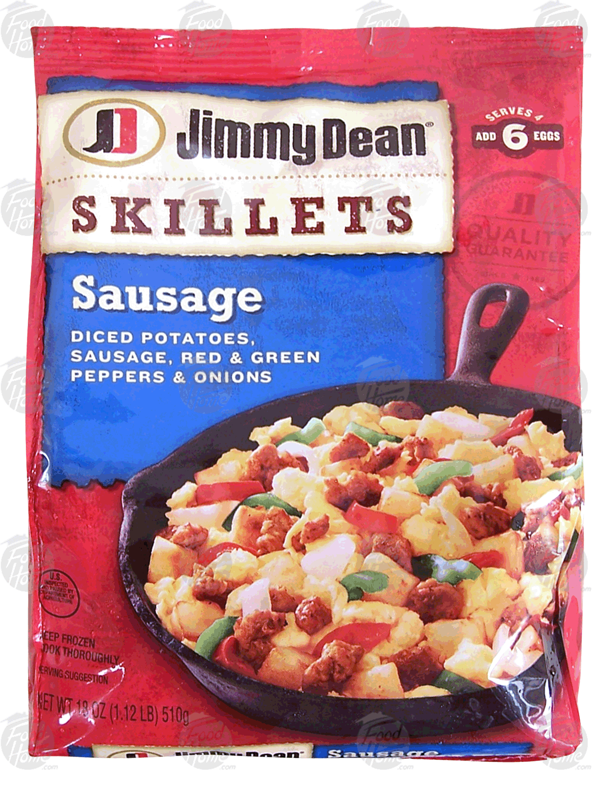 Jimmy Dean Skillets sausage, diced potatoes, sausage, red & green peppers & onions, add 6 eggs Full-Size Picture